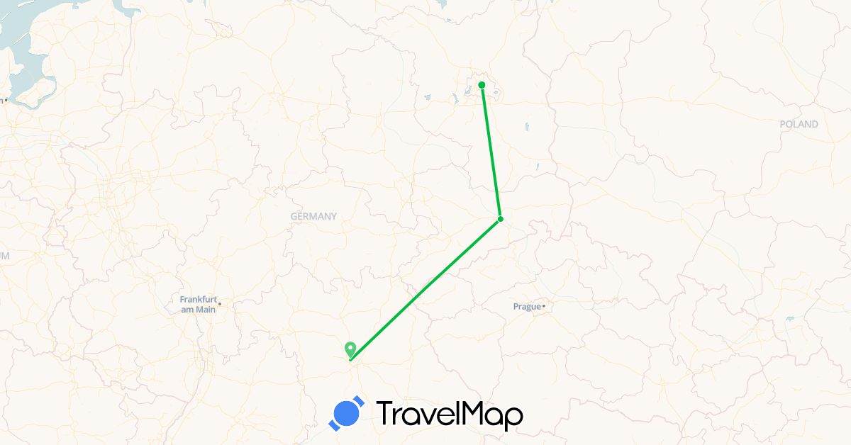 TravelMap itinerary: bus in Germany (Europe)
